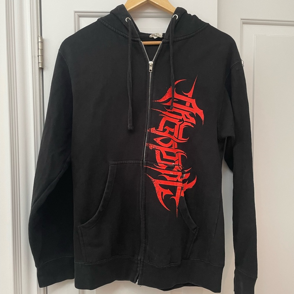 Black and Red “Archspire” Death Metal Graphic Cozy Sweatshirt Hoodie - small